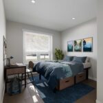 Artist's rendering of interior bedroom in unit