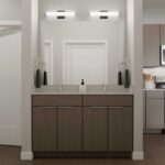 Artist's rendering of interior bathroom in unit
